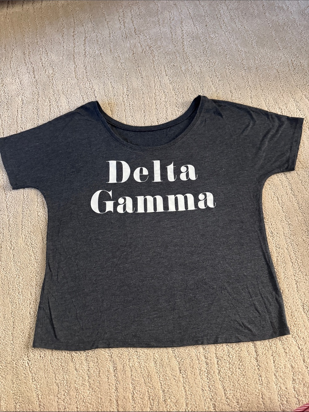 Delta Gamma Graphic Tee in Charcoal with White Print